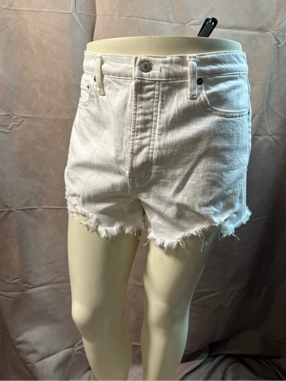 Lucky Brand White Frayed Hem Denim Shorts